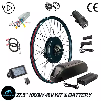 27.5” Electric Bike Conversion Kit 48V Rear Wheel Battery E Bike Set 7 Speed UK • £489