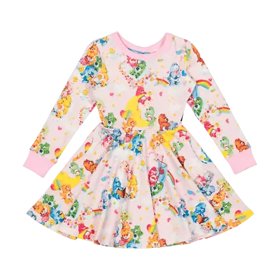 Rock Your Baby Care Bears Friendship And Rainbows LS Waisted Dress • $65