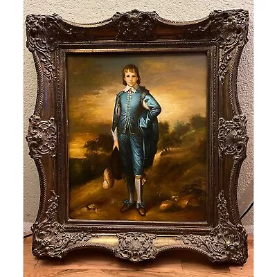 Vintage Gold Gilded Frame Art Painting Portrait Blue Boy Gainsborough Bombay Co • $599.95