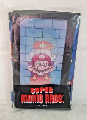 Vintage 1990 Super Mario Bros Trifold Wallet Lenticular Hologram NEW Nintendo • $99.97