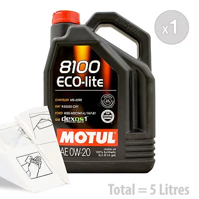 £57.95 • Buy Car Engine Oil Service Kit / Pack 5 LITRES Motul 8100 Eco-Lite 0w-20 5L