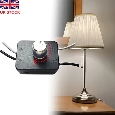 Black Inline LED Dimmer Switch 120VAC Rotary On/Off Knob Control Switch Replace • £7.49