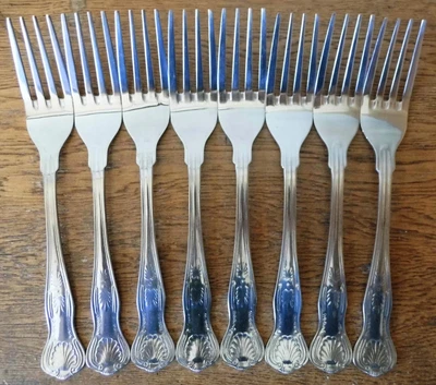 £1 • Buy VINTAGE 2001 SET Of 8 VINERS SHEFFIELD STAINLESS 18/0 KINGS PATTERN DINNER FORKS
