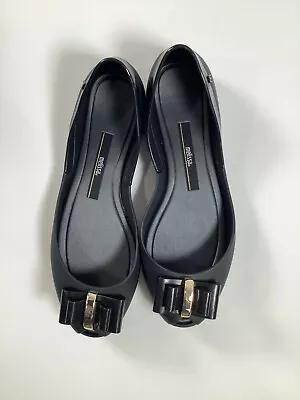 Women’s Melissa Black Queen V AD Flats Size 7 NEW! NIB • $44.99