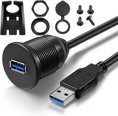 ICESPRING 2 Ports Dual USB 3.0 Male To USB 3.0 Female AUX Flush Mount Car Mou... • $13.49