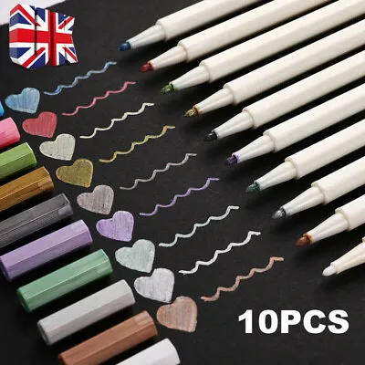 Acrylic Paint Marker Pens Permanent For Glass Plastic Leather Fabric 10 Colours • £4.17