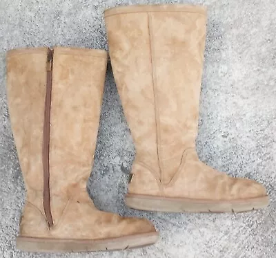 UGG AUSTRALIA GREENFIELD 1891 Womens Chestnut Tall Sheepskin Winter Boots Size 7 • $14.95