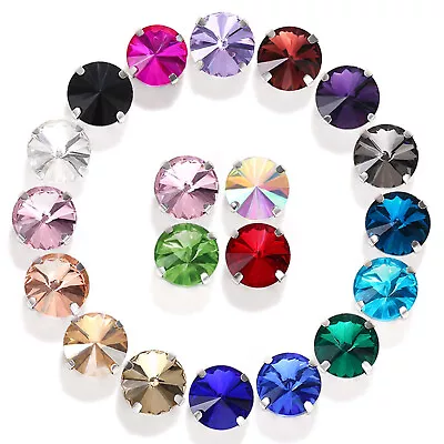 50 Color Crystal Round Rivoli Sewing Rhinestones Gems Rose Montees Beads 8mm • $3.41