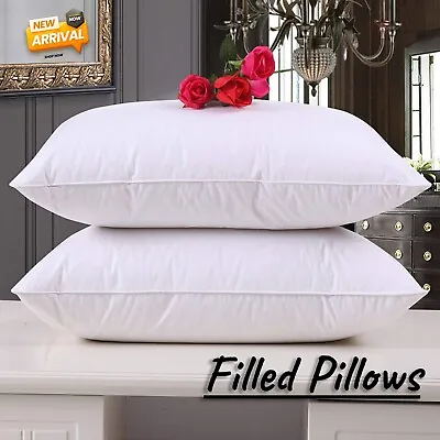 Pack Of 2 Firm Deluxe Pillow Extra Filled Bounce Back Hotel Quality Bed Pillows • £11.99