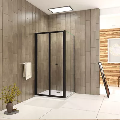 Bi Fold Shower Enclosure Glass Door + Side Panel Walk In Wet Room Shower Cubicle • £125