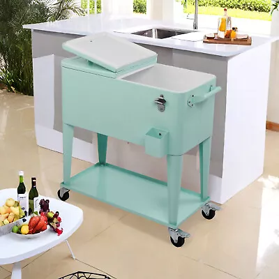 Modern Portable Mint 80QT Rolling Freezer Cooler Cart Freezer Incubator Cart • $148.95