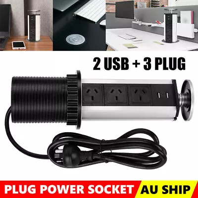 $30.39 • Buy Pop Up Power Point 3 Socket Plug + 2 USB Table Home Kitchen Desk Outlet