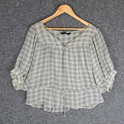 $19.95 • Buy Zara Womens Blouse Top Size M Medium Grey Long Sleeve Sheer Peplum