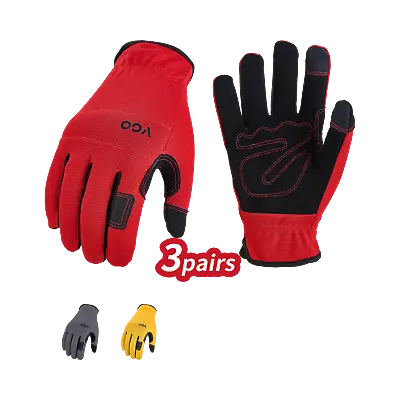 Vgo 1/3Pairs Synthetic Leather Work Gloves Light Duty Mechanic Gloves(NB7581) • $11.03