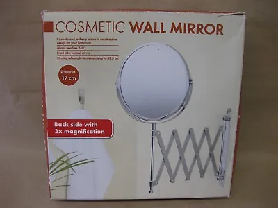 Wall Mounted Mirror Extending Revolving Magnifying Chrome Plated Makeup Shaving • £10.99