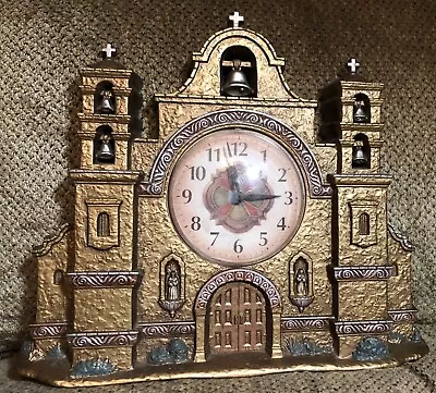 1999 14.5” X 13” SPANISH MISSION CHURCH WALL TABLE CLOCK HOME INTERIORS & GIFTS • $48.05