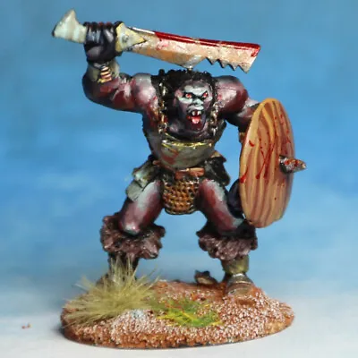 Half Orc Warrior Attacking With Sword And Shield 28mm Unpainted Metal Wargames • £2.42