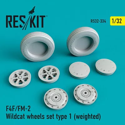 1/32 ResKit RS32-0334 F4F/FM-2 Wildcat Wheels Set Type 1 (weighted)  • $15