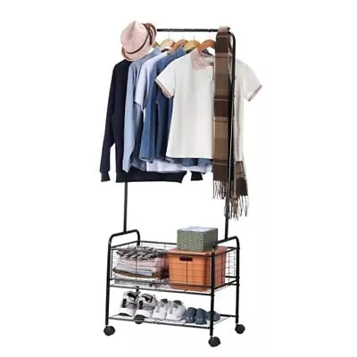 MOOACE Laundry Sorter With Clothes Rack Rolling Laundry Cart ‎WheelsRolling • $73.58