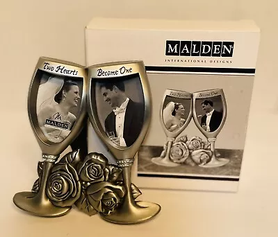 NEW Malden Wedding Metal Picture Frame Champagne Glasses  Two Hearts Become One • $12.36