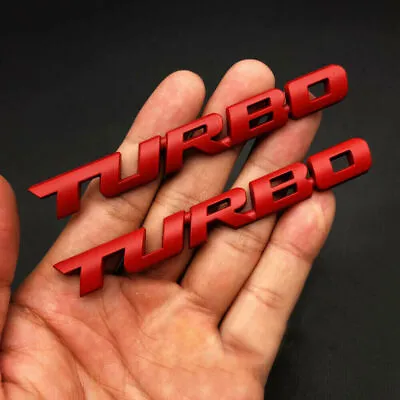 2Pcs TURBO Logo Letter Car Sticker 3D Metal Emblem Badge Auto Accessories Red • $4.78