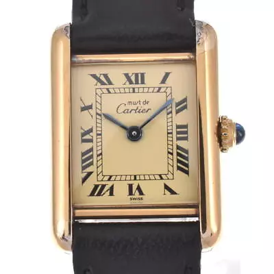 △ CARTIER Must Tank Vermeille 5057001 SV925 (GP) / Leather Ladies M#126672 • $1961.81