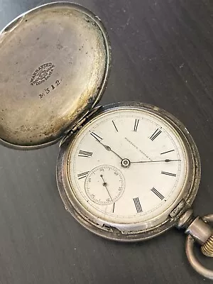 Antique Hampden Model 2 18s & 11j Coin Silver Pocket Watch No Crystal • $135
