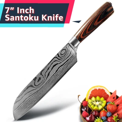 $21.99 • Buy Gift Santoku Knife Japanese Kitchen Chef Knife High Carbon Steel Utility Knife
