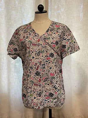 Koi Lite Scrub Top Size XL Comic Strip Like • $15