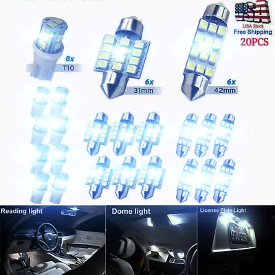 6500K LED Interior Lights Bulbs Kit Car Trunk Dome License Plate Lamps 20pcs NEW • $5.99