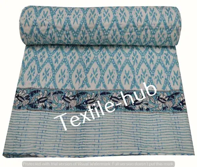 £23.99 • Buy Indian Hand Block Print Kantha Quilt Bedding Bedspread Blanket Cotton Throw King