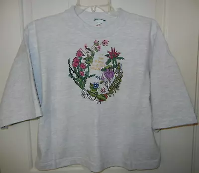 Hand Embroidered Midriff Short Sleeve T-Shirt NWOT • $24.95