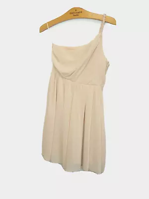 H&M Pink Beige One Shoulder Fit & Flare Dress Size 14 (42) Lined Rear Zip • £6