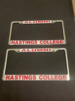 Vintage Pair Of Hastings College Alumni Metal License Plate Frame • $35