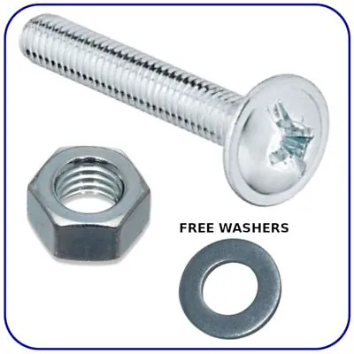 Bolts And Nuts M3 M4 M5 M6 Machine Screws Flanged Zinc Plated Free Washers • £2.49