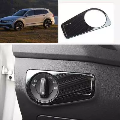 Black Titanium Headlight Switch Button Frame Trim For VW Tiguan 2018-2023 2024 • $25.27