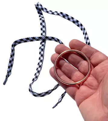 RING AND ROPE MAGIC TRICK Penetration Magnetic Shoelace Metal Pocket Close Up • $14.89