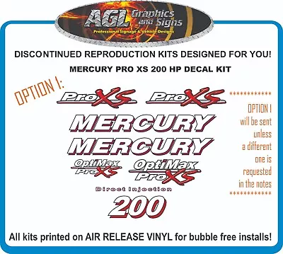 MERCURY Optimax Pro XS 200 HP Reproduction Decal Kit   115 150 175 225 • $53.18