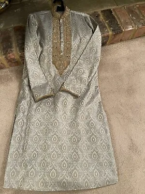 Mens Wedding Nikah Eid Outfits Kurta Pajama Traditional  Pakistani Greyish • £89.99