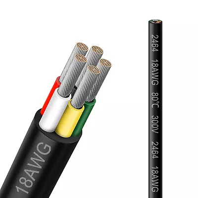18 Gauge 5 Conductor Electrical Wire 33FT 2464 18AWG 5 Wire Cable Black PVC Str • $43.43