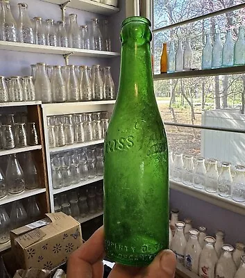 Nice Emerald Green Crass Pale Dry Ginger Ale Bottle Richmond VA Virginia 1938 • $14.99