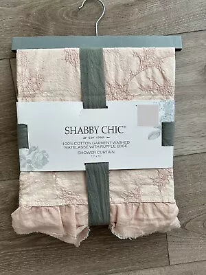 Shabby Chic By Rachel Ashwell Shower Curtain 100% Cotton Ruffle Trim Dusty Pink • £51.09