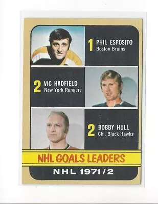 1972-73 Topps #61 Goals Leaders Phil Esposito/Hadfield/Bobby Hull - VG • $1.50