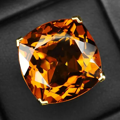 Fanta Mandarin Garnet Cushion 26.90Ct 925 Sterling Silver Gold Rings Size 4.5 • $120