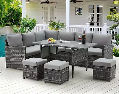 Patio Furniture Sets 7-Pieces Outdoor Sectional Sofa Rattan Wicker Sofa W/ Table • $549.99