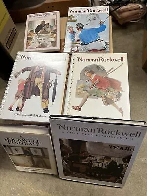 Lot Of 6 Norman Rockwell Books A 1st Printing  Calendars  60 Yrs Retrospective • $34.95