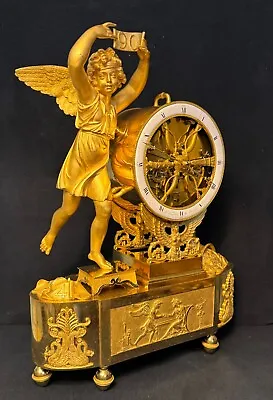 Empire   Wheel Of Fortune   Pendulum Or Golden Bronze Lottery (French Clock) • £5568.97