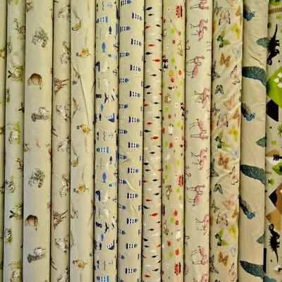 PRINTED Cotton Rich Linen Look Fabric Curtain Upholstery Cushion 140CM WIDE • £9.99