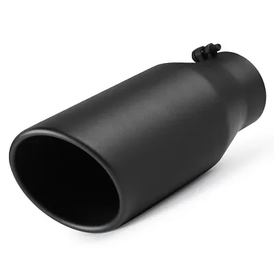 Diesel Exhaust Tip 4  Inlet 6  Outlet 15  Long Black Stainless Steel Bolt-On • $43