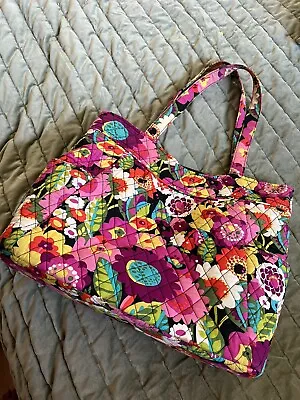 $35 • Buy VERA BRADLEY Vera  Va Va Bloom Bright XL Tote Toggle Close Floral  Bag Pockets